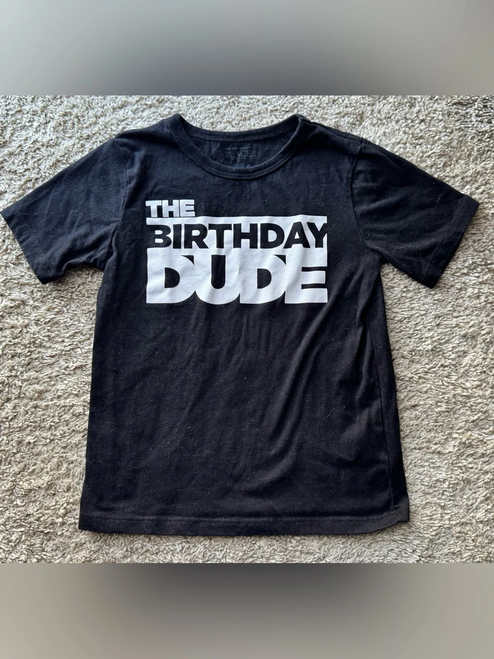 The Children’s Place Birthday Dude Graphic Tee Boys 4T Black Short Sleeve Shirt